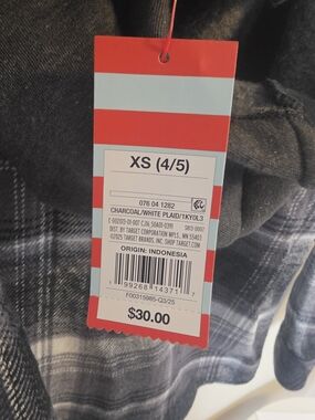 Cat & Jack Charcoal and White Plaid Button-Down Shirt